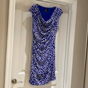 Royal blue and white fitted dress.  Size 10